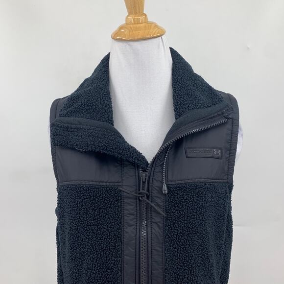 Under Armour Vest Womens S Small Black Mission Fleece Mixed Media Panel Full Zip - Picture 3 of 13